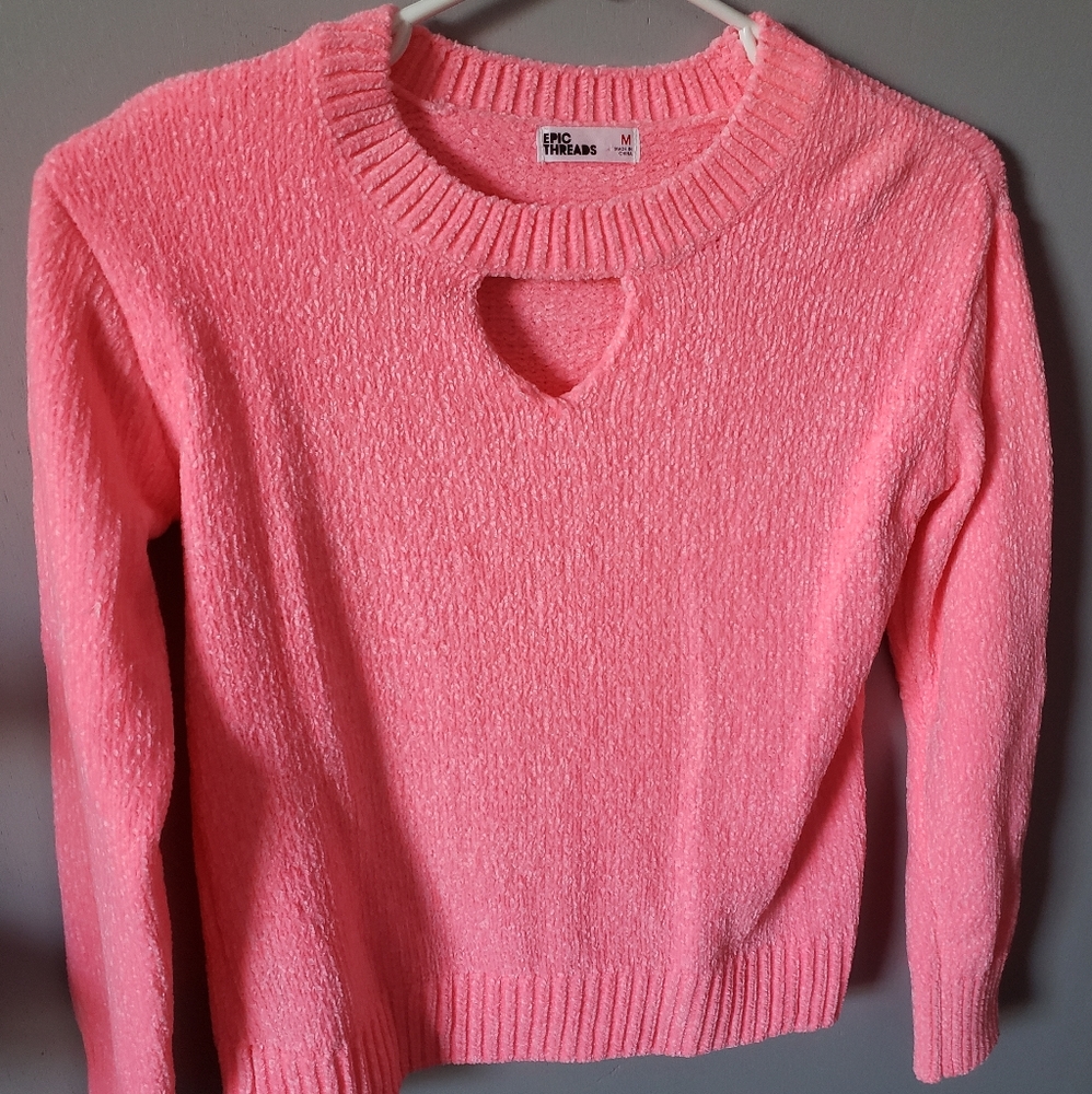 Girl's Long Sleeve Sweater - Medium - Pink